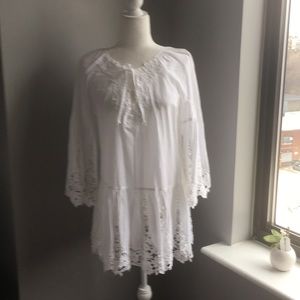 Boston proper white lace top s small